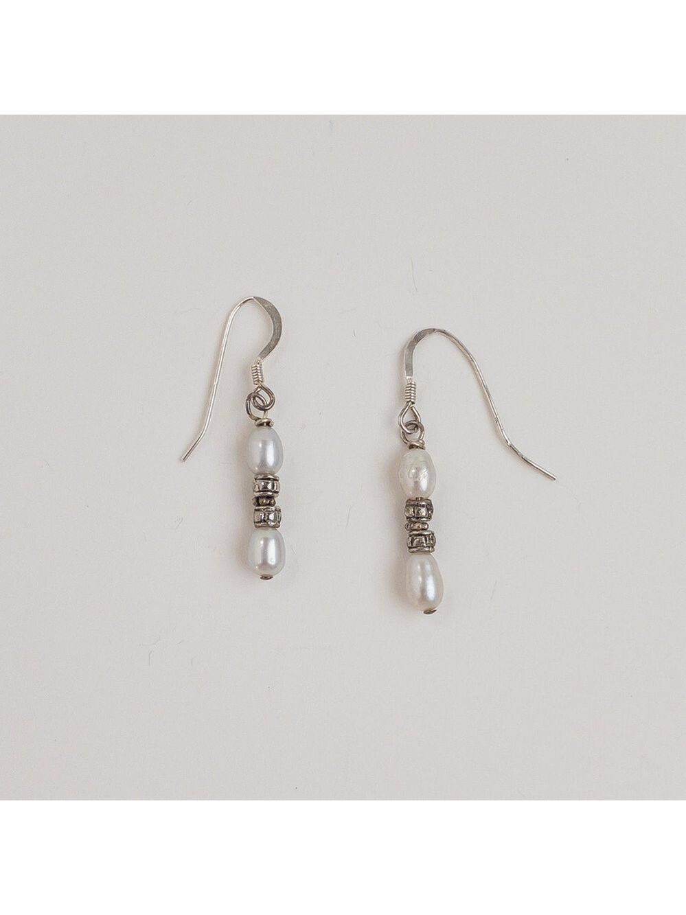 Vintage Sterling Silver Freshwater White Pearl Earrings Drop Dangle 925